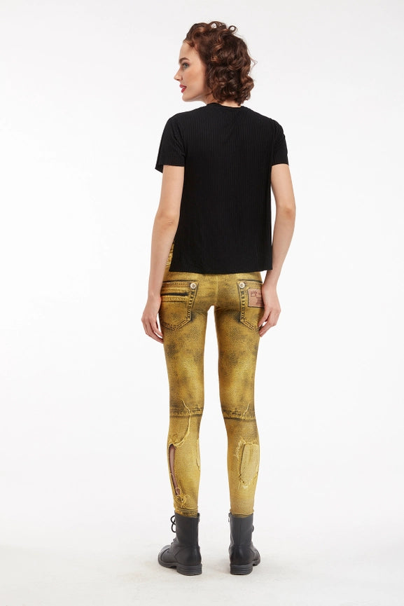 Denim Print Leggings Ripped - Basic Citrus-Leggings-IPNG Design-S/M-Urbanheer