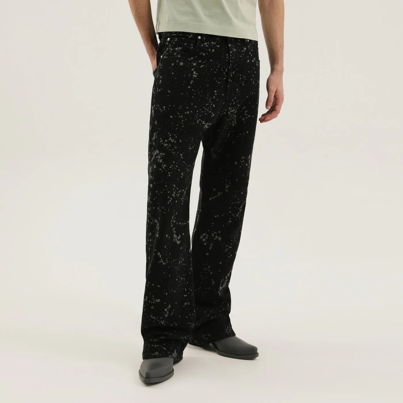 Denim Rhodesian Spot Pants with Paint Splatter