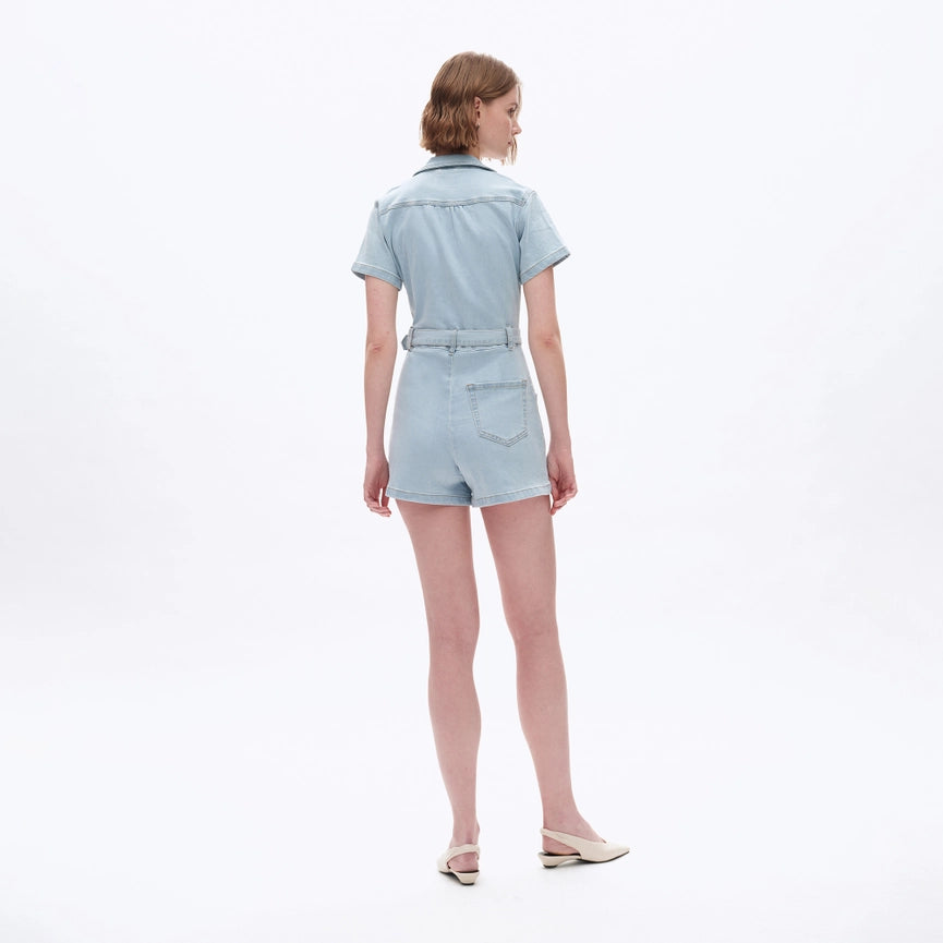Denim Rompers with Finished Hem-Rompers-BAYEAS-XS-LIGHT BLUE-Urbanheer