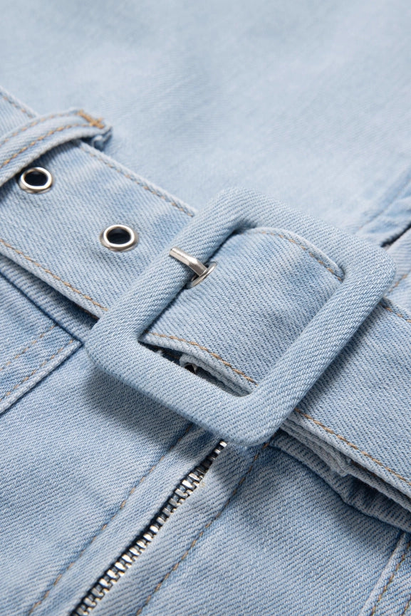 Denim Rompers with Finished Hem-Rompers-BAYEAS-XS-LIGHT BLUE-Urbanheer