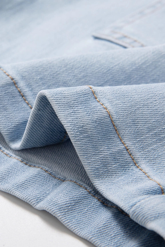 Denim Rompers with Finished Hem-Rompers-BAYEAS-XS-LIGHT BLUE-Urbanheer