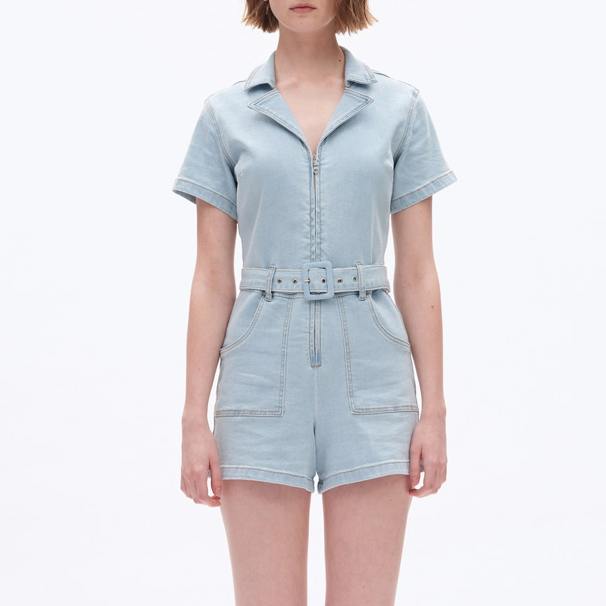 Denim Rompers with Finished Hem-Rompers-BAYEAS-XS-LIGHT BLUE-Urbanheer