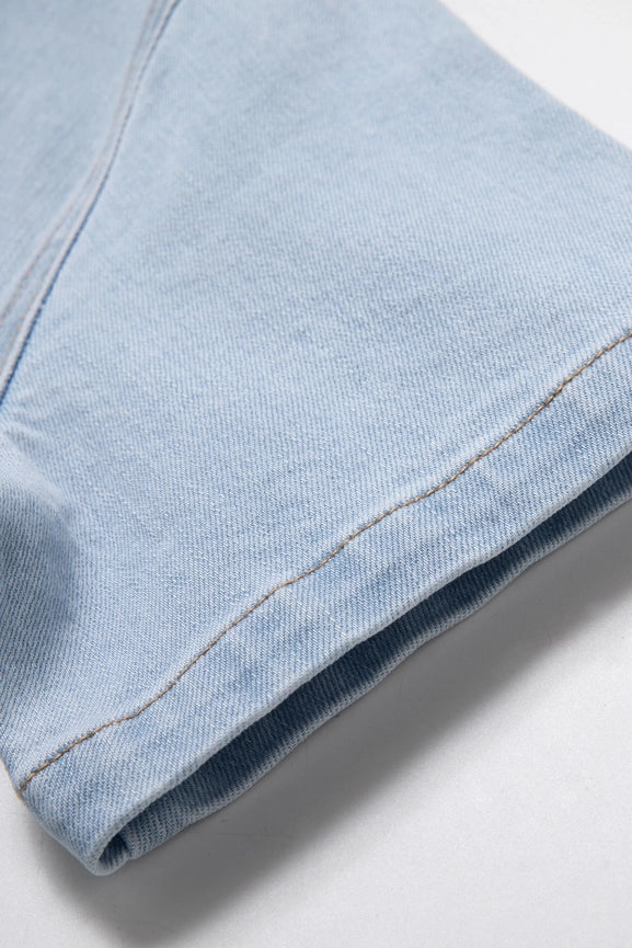 Denim Rompers with Finished Hem-Rompers-BAYEAS-XS-LIGHT BLUE-Urbanheer