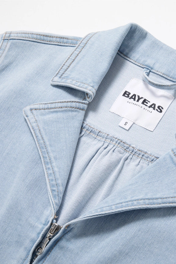 Denim Rompers with Finished Hem-Rompers-BAYEAS-XS-LIGHT BLUE-Urbanheer