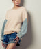 Denim Sleeve Two Tone Knit Sweater IVORY-Sweater-Fashion Week-S/M-Urbanheer