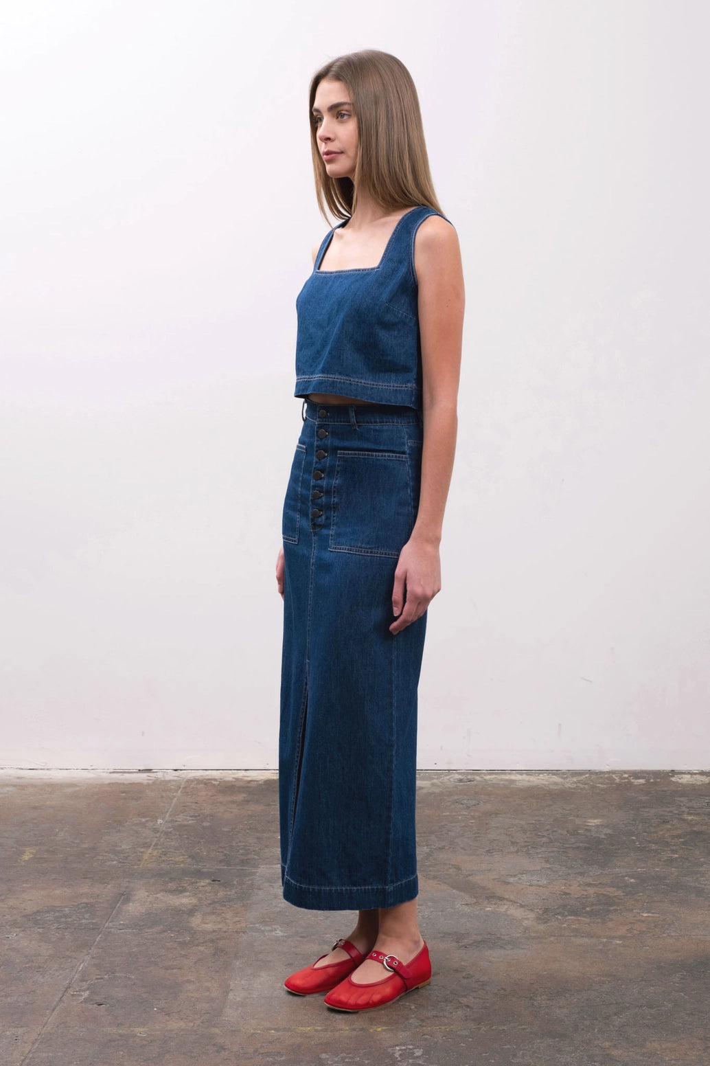 Denim Sleeveless Crop Top