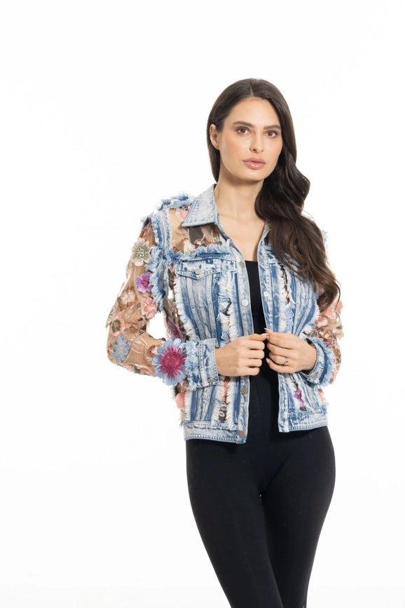 Denim and Lace Embroidered Jacket-Jacket-Adore-S-Urbanheer