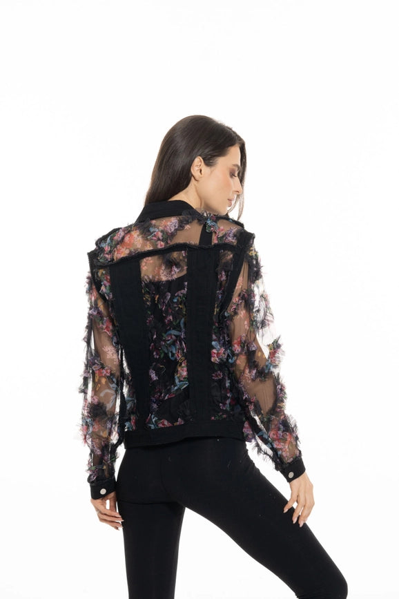 Denim and Mesh Floral Jacket-Jacket-Adore-S-Urbanheer