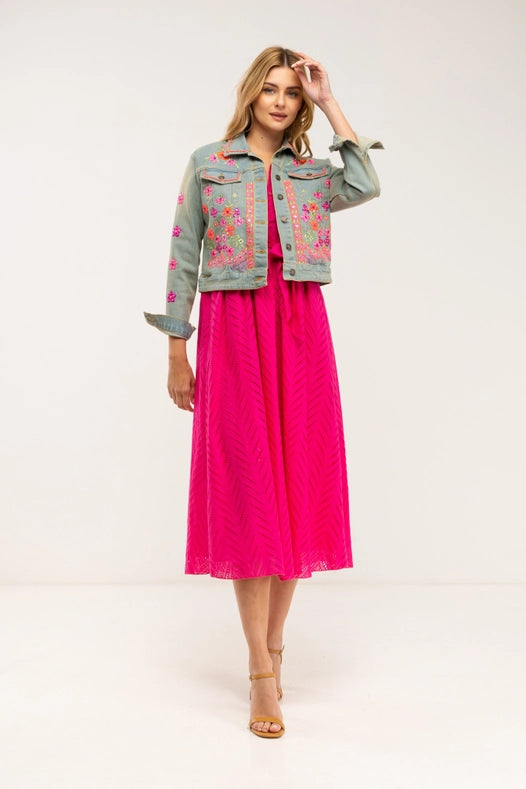 Denim Jacket With Embroidered Appliques, Rhinestones And Coin Detail-Jacket-Tantra-M-Urbanheer