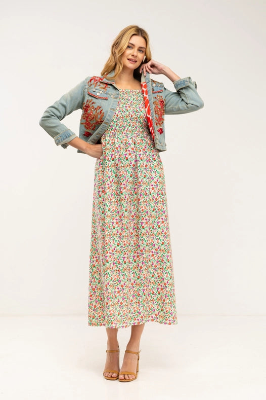 Denim Jacket With Embroidered Flowers With Appliques And Rhinestones-Jacket-Tantra-M-Urbanheer