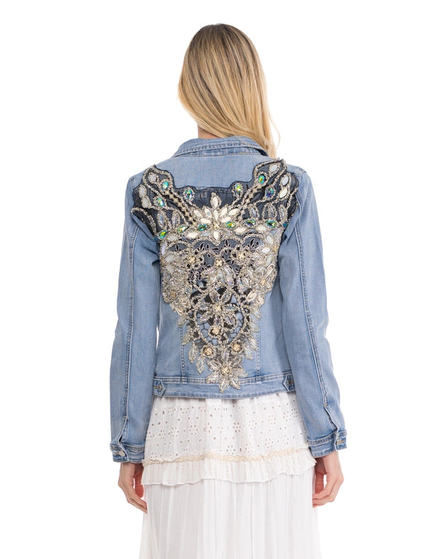 Denim Jacket With Rhinestones On The Back-Jacket-Tantra-S-Urbanheer