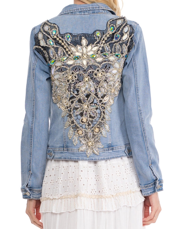 Denim Jacket With Rhinestones On The Back-Jacket-Tantra-S-Urbanheer