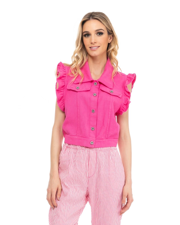 Denim Vest Fuchsia-Vests-Tantra-S-Urbanheer