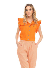 Denim Vest Orange-Vests-Tantra-S-Urbanheer