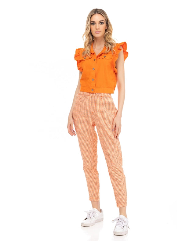 Denim Vest Orange-Vests-Tantra-S-Urbanheer