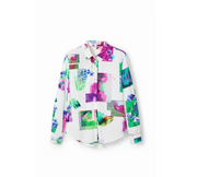 Desigual Shirt in White/Pink/Green