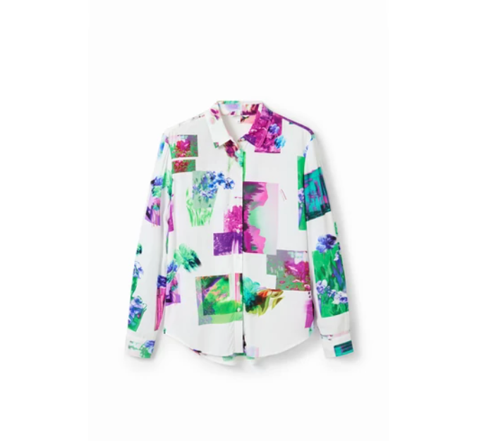 Desigual Shirt in White/Pink/Green
