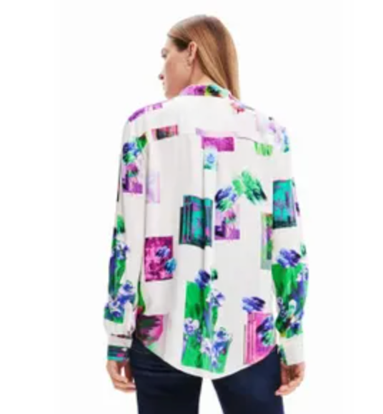 Desigual Shirt in White/Pink/Green