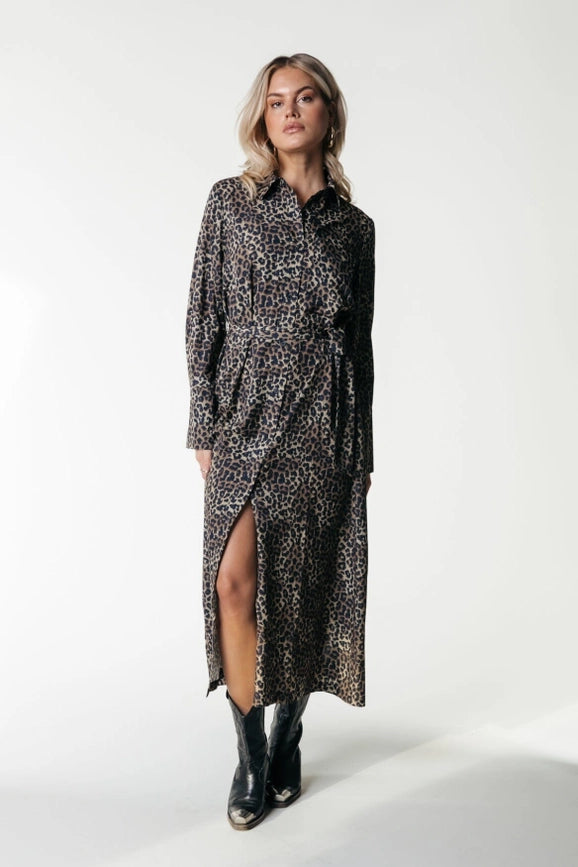 Desiree Leopard Dress | Warm Brown-Dress-Colourful Rebel-XS-Warm Brown-Urbanheer