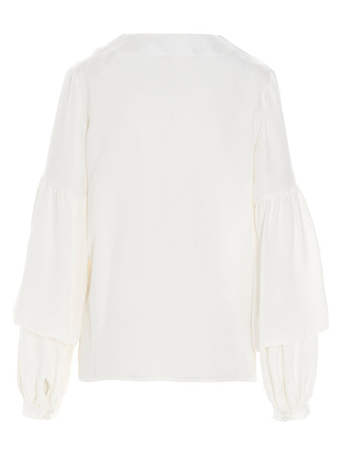 Di.la3 Pari' Puff-sleeve Silk Shirt