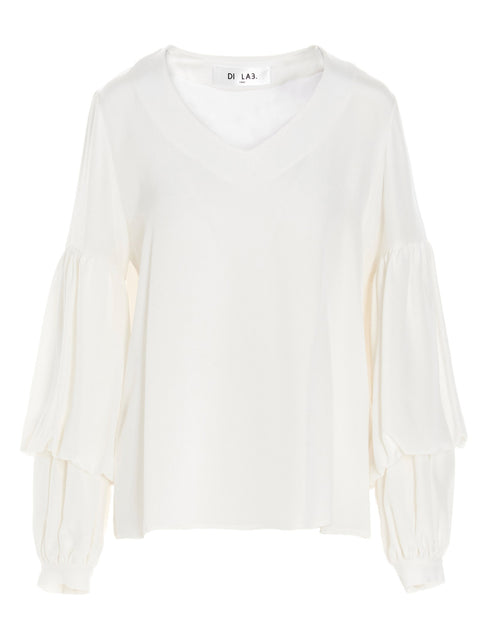 Di.la3 Pari' Puff-sleeve Silk Shirt