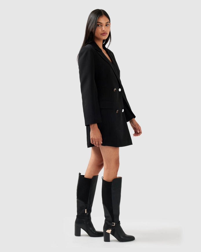 Diamond Heart Blazer Dress - Black-Dress-Belle & Bloom-XS-Urbanheer
