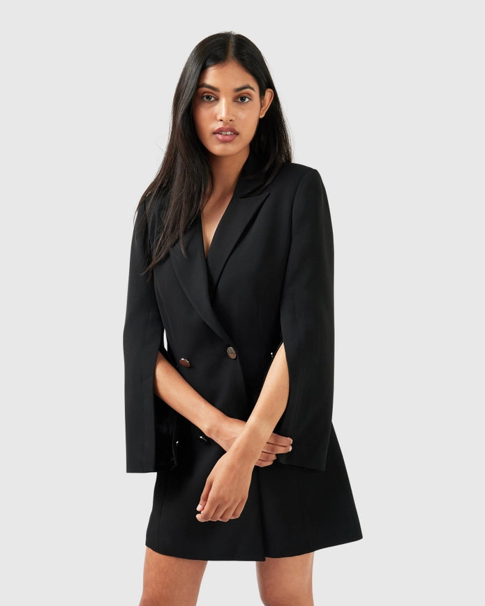 Diamond Heart Blazer Dress - Black-Dress-Belle & Bloom-XS-Urbanheer