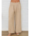Diamond Lace Waistband Wide Leg Linen Pants Earth Beige-Pants-MILIO MILANO-XS-Earth Beige-Urbanheer