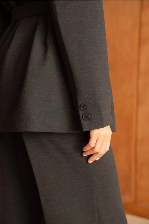 Diana Belted Double-Breasted Jacket with No Lapels