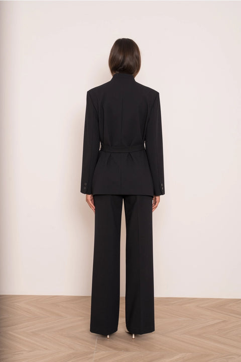 Diana Belted Double-Breasted Jacket with No Lapels