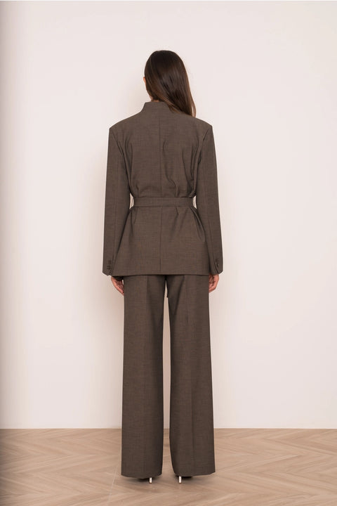 Diana Belted Double-Breasted Jacket with No Lapels