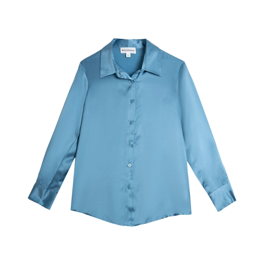 Diana Silk Blouse in Blue-Blouse-Bel Cashmere S.C.-S-Blue-Urbanheer