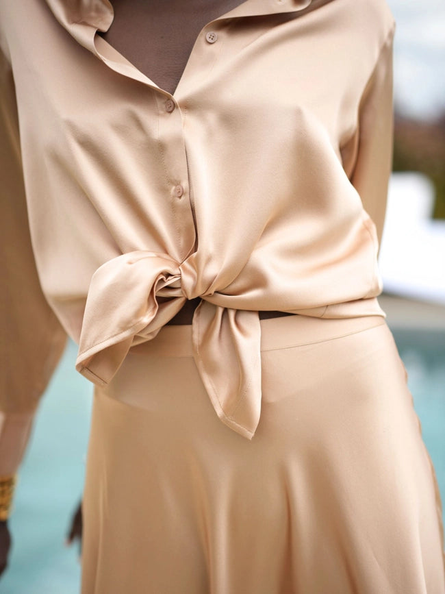Diana Silk Blouse in Latte-Blouse-Bel Cashmere S.C.-S-Latte-Urbanheer