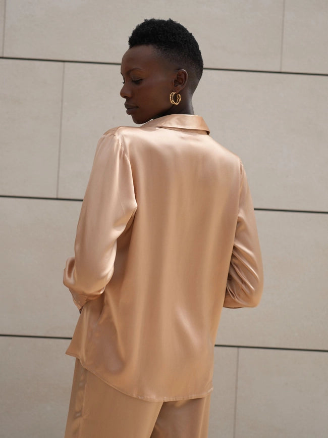 Diana Silk Blouse in Latte-Blouse-Bel Cashmere S.C.-S-Latte-Urbanheer