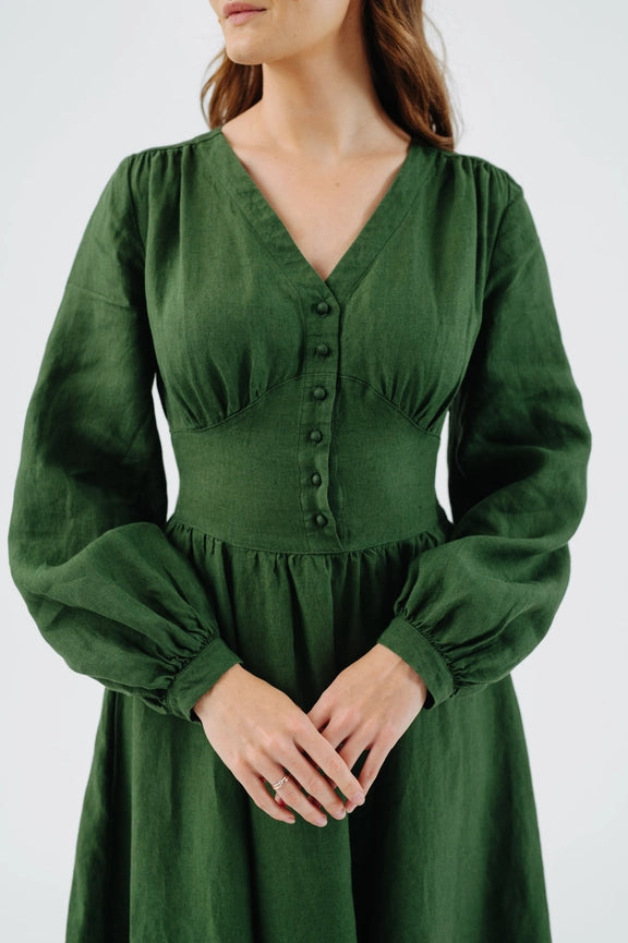 Diane Dress, Long Sleeve Emerald Green-Dress-Son de Flor-XXS-Urbanheer