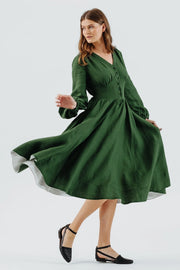 Diane Dress, Long Sleeve Emerald Green-Dress-Son de Flor-XXS-Urbanheer