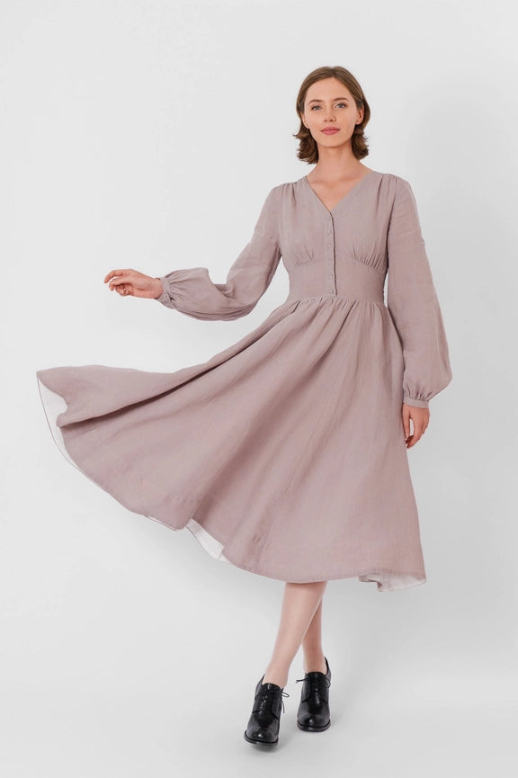 Diane Dress, Long Sleeve, Red Poppy | Son de Flor Gentle Lilac / M Diane Dress, Long Sleeve, Red Poppy | Son de Flor Gentle Lilac / M
