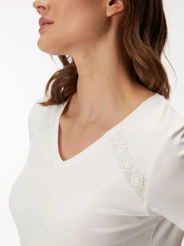 Dianthus 11396 Women's T-Shirt & Pants Set-Set-GOLDENBAY-S-Ecru-Urbanheer