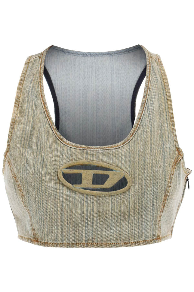 Diesel 'de-top-fsd' cropped top with oval d plaque-women > clothing > tops-Diesel-l-Mixed colours-Urbanheer