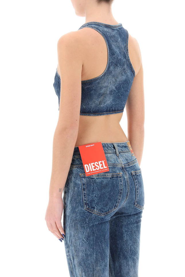 Diesel denim crop top with jewel buckle-women > clothing > tops-Diesel-Urbanheer