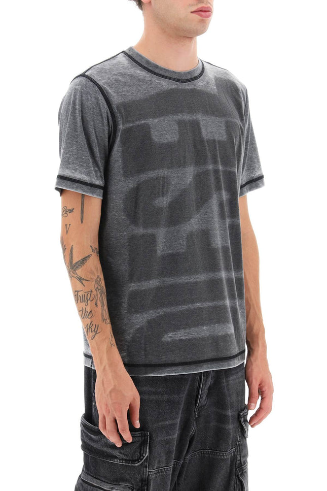 Diesel t-shirt with burn-out logo-men > clothing > t-shirts and sweatshirts > t-shirts-Diesel-Urbanheer