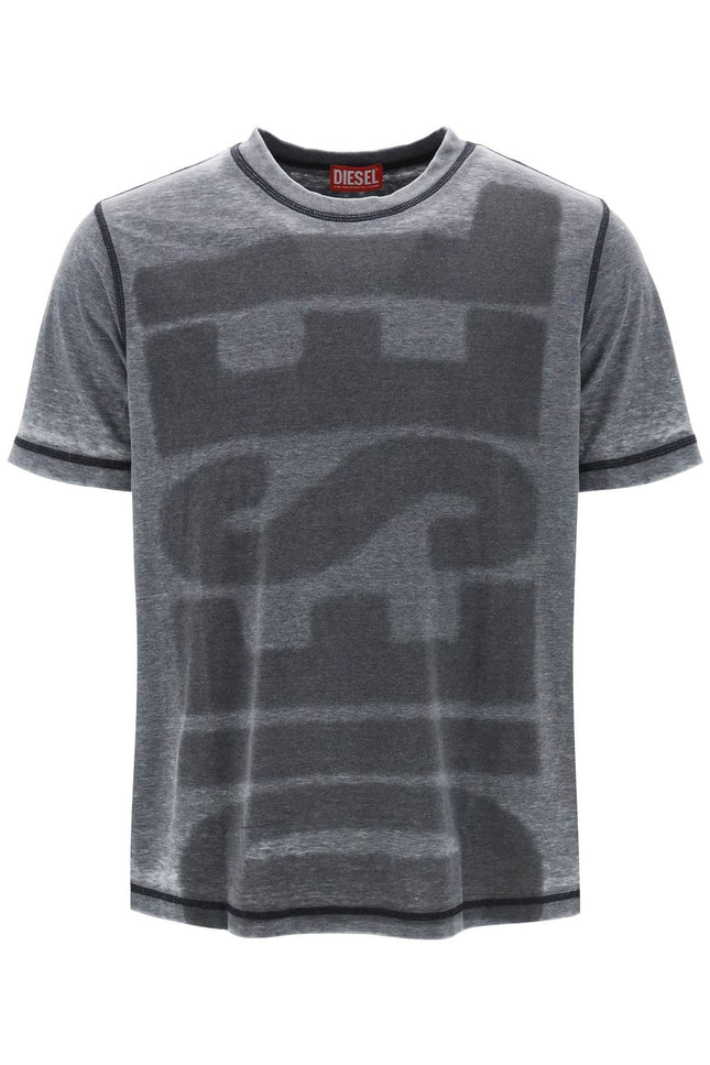 Diesel t-shirt with burn-out logo-men > clothing > t-shirts and sweatshirts > t-shirts-Diesel-Urbanheer