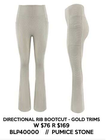 Directional Rib Bootcut Gold Trims-Legging-Blanc Noir-XS-Pumice Stone-Urbanheer