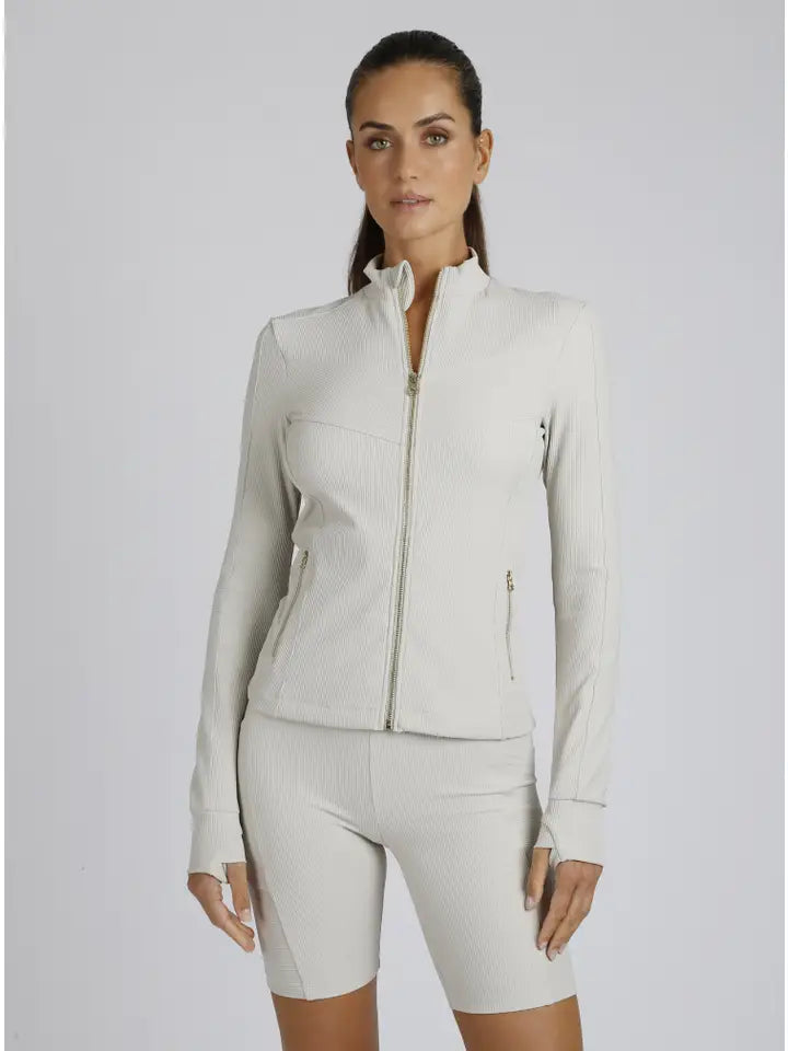 Directional Rib Jacket Gold Trims-Jackets-Blanc Noir-XS-Pumice Stone-Urbanheer