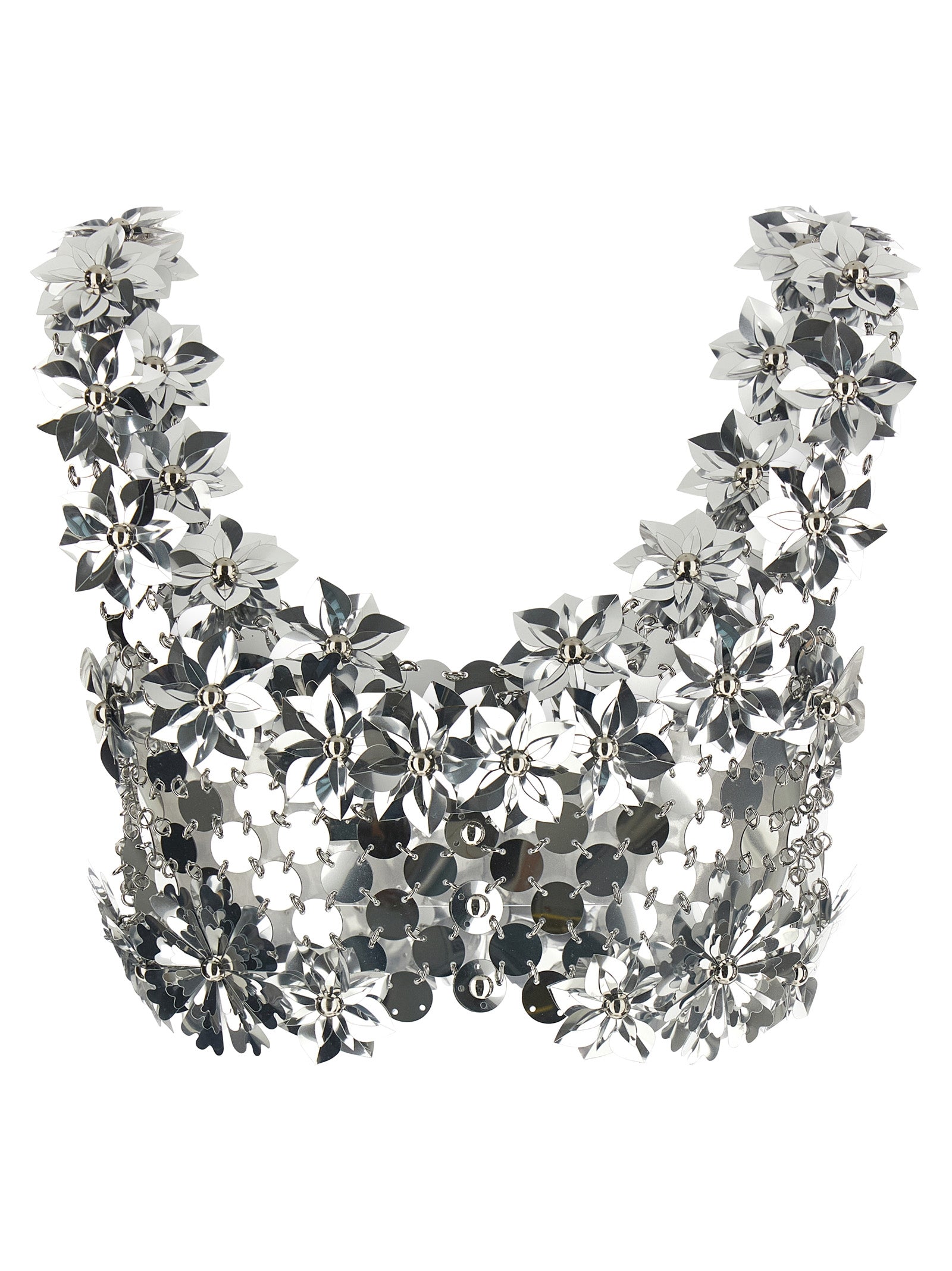 Disc-Embellished Crop Bralette for Summer Comfort and Breathability