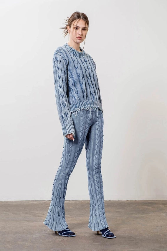 Distressed Trim Sweater-Sweater-Moon River-XS-INDIGO-Urbanheer