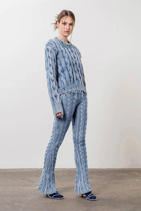 Distressed Trim Sweater-Sweater-Moon River-XS-INDIGO-Urbanheer