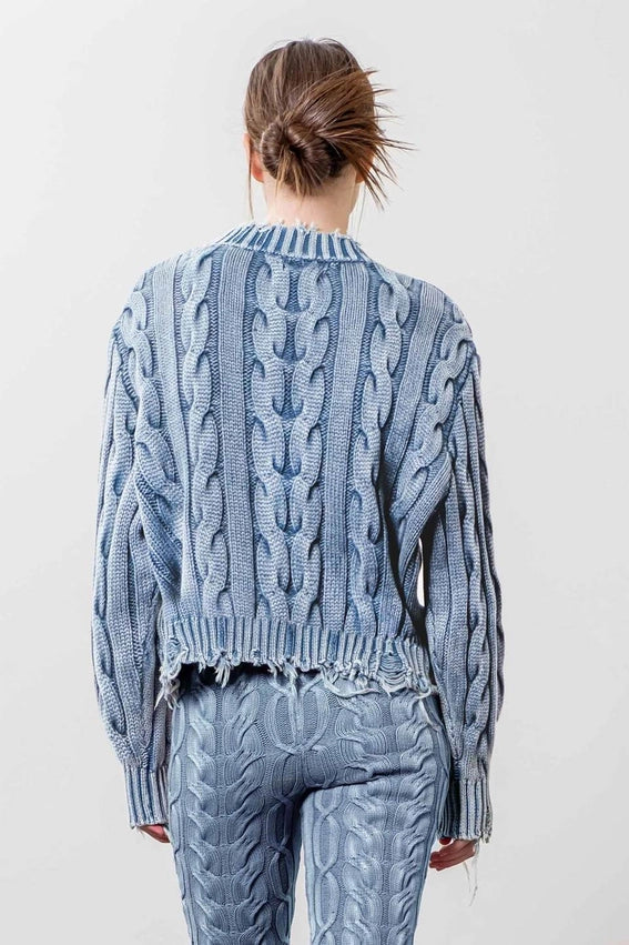 Distressed Trim Sweater-Sweater-Moon River-XS-INDIGO-Urbanheer