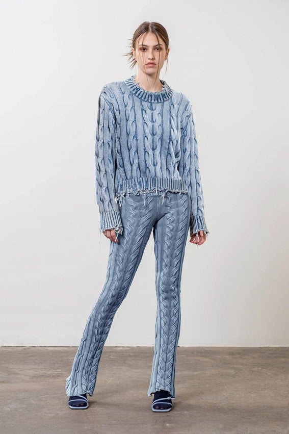 Distressed Trim Sweater-Sweater-Moon River-XS-INDIGO-Urbanheer