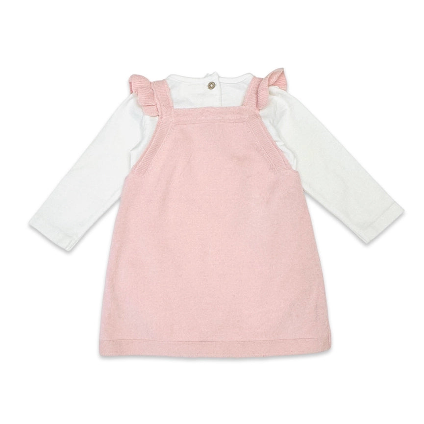 Ditsy Floral Embroidered Tunic Baby Knit Dress Set (Organic)-Set-Viverano Organics-0-3M-Blush Pink-Urbanheer